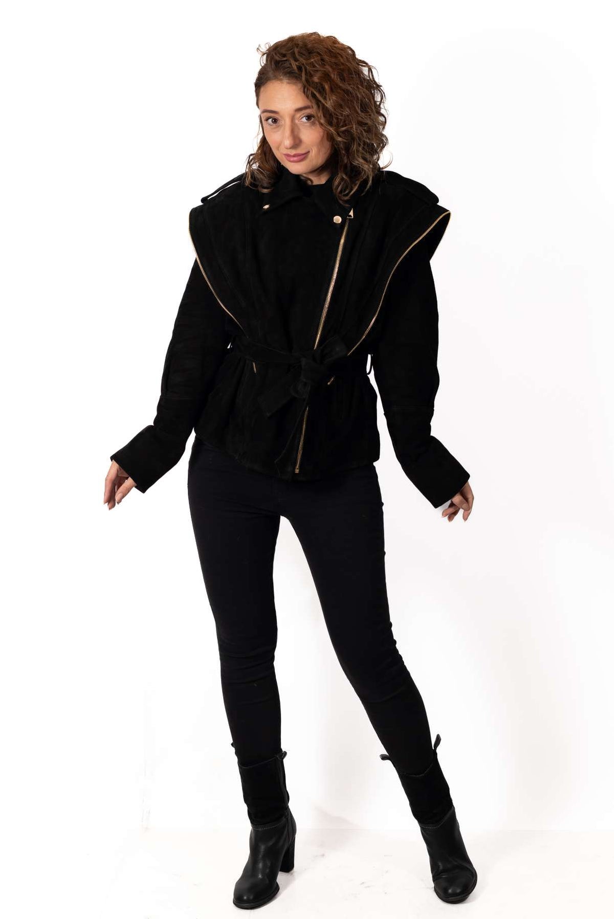 Cecily | Leather Suede Jacket Alisa Black