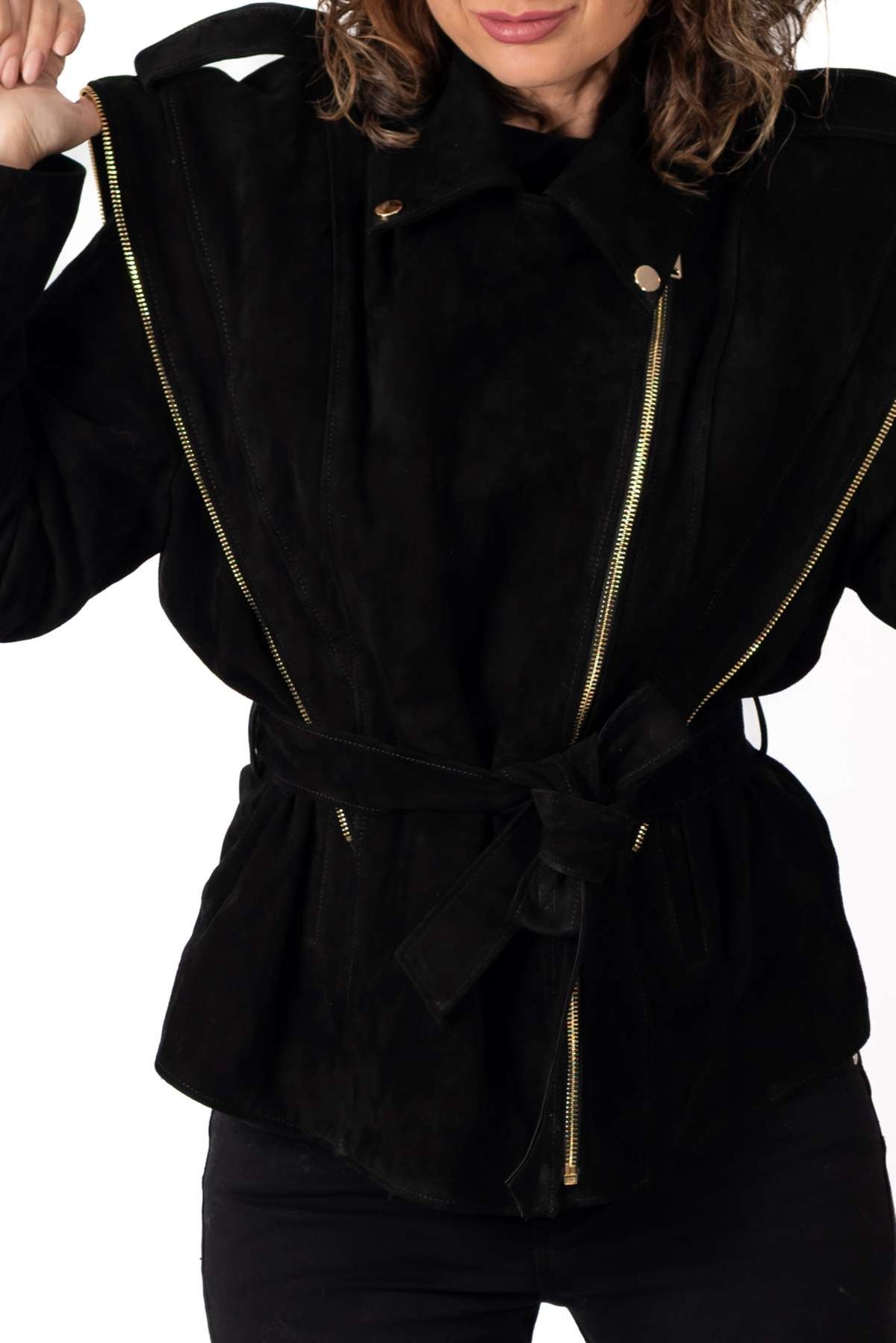 Cecily | Leather Suede Jacket Alisa Black