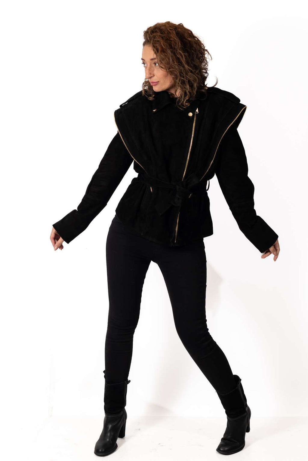 Cecily | Leather Suede Jacket Alisa Black