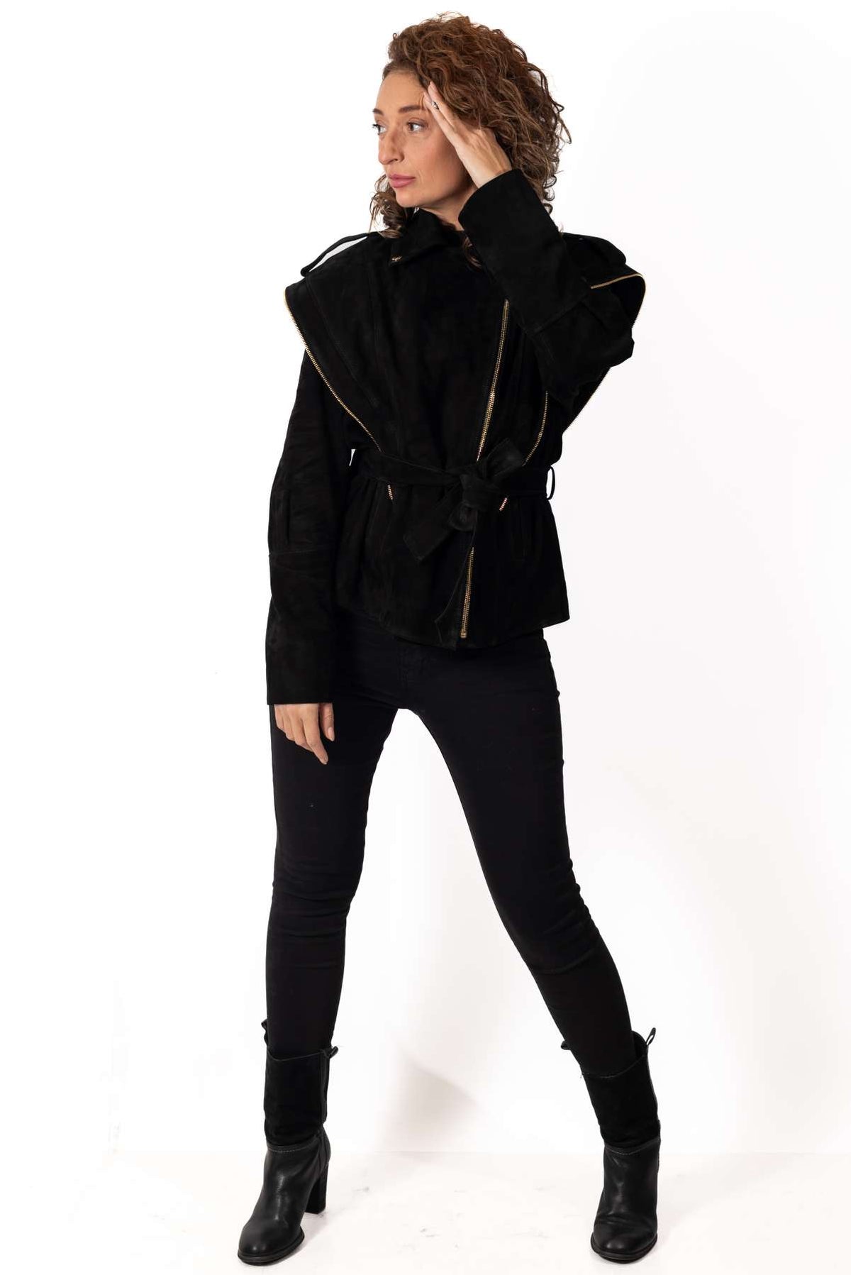 Cecily | Leather Suede Jacket Alisa Black