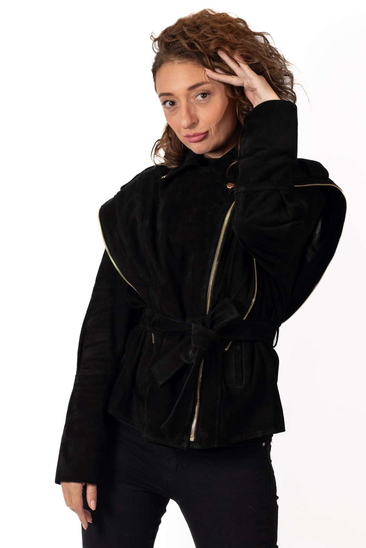 Cecily | Leather Suede Jacket Alisa Black