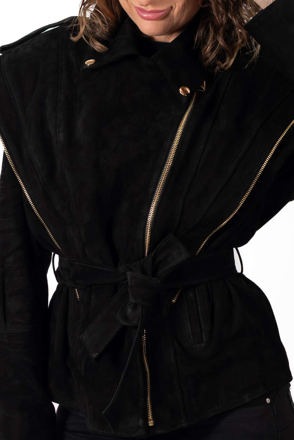 Cecily | Leather Suede Jacket Alisa Black