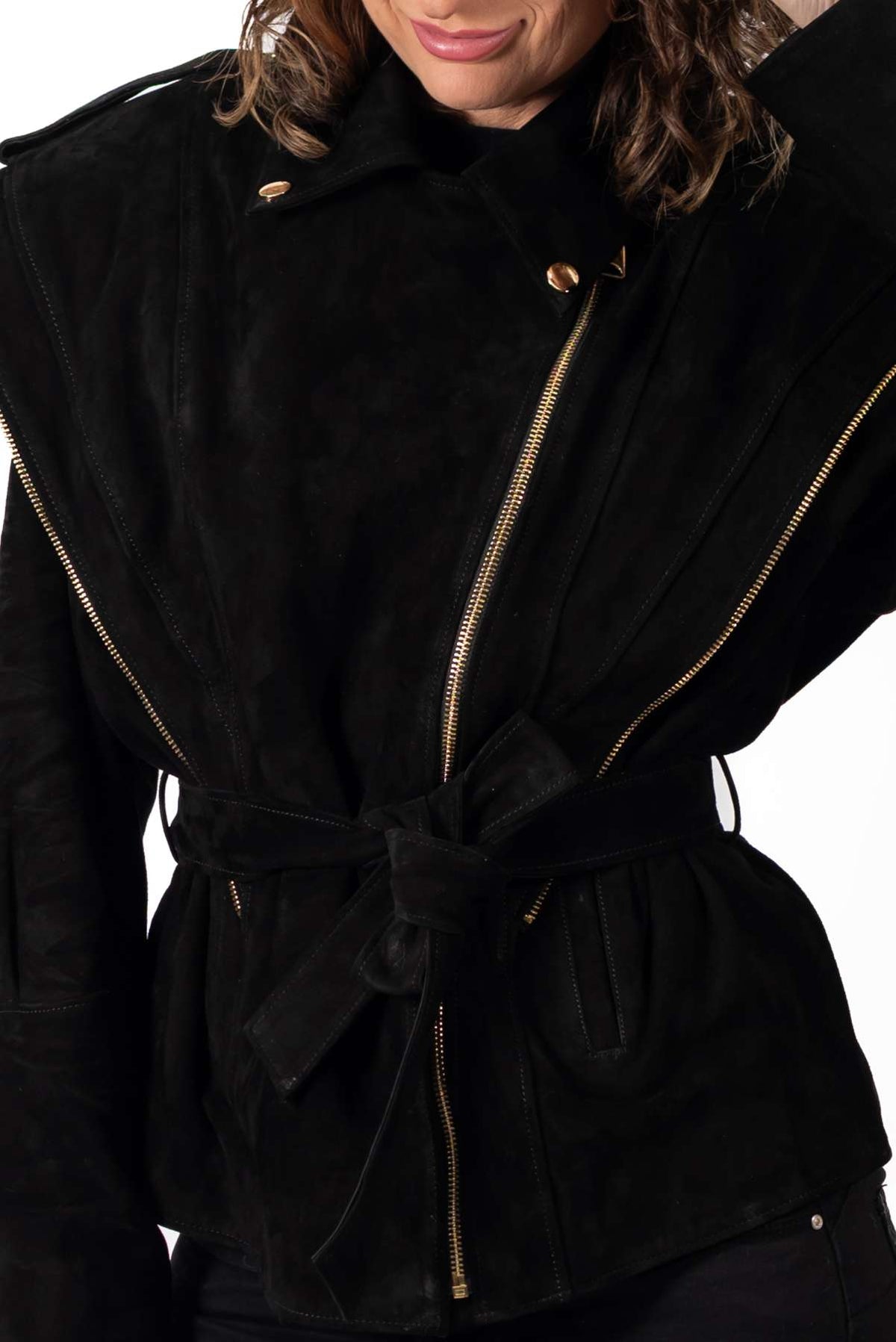 Cecily | Leather Suede Jacket Alisa Black
