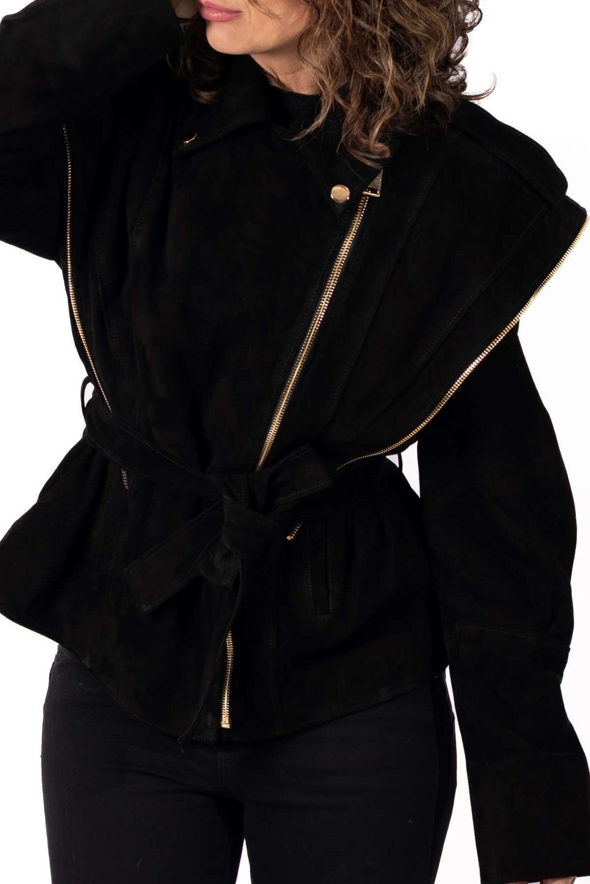 Cecily | Leather Suede Jacket Alisa Black