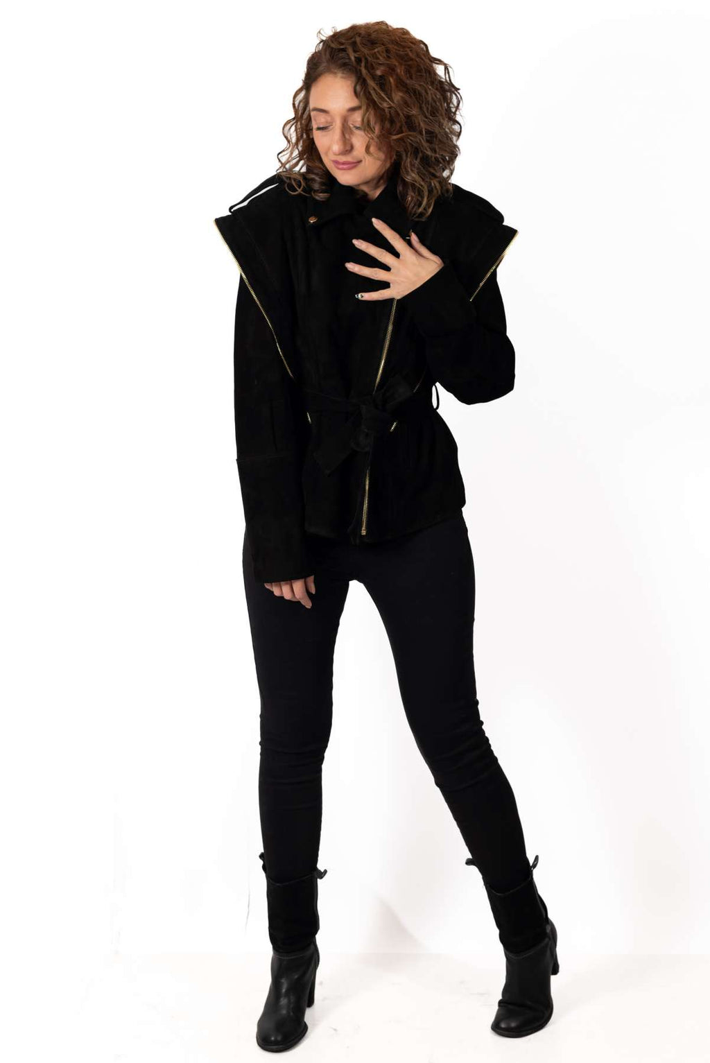Cecily | Leather Suede Jacket Alisa Black