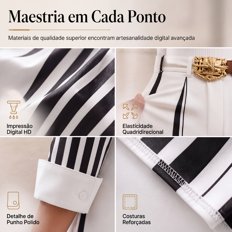 Celeste | Casual Striped Shirt and Wide-Leg Trousers Set