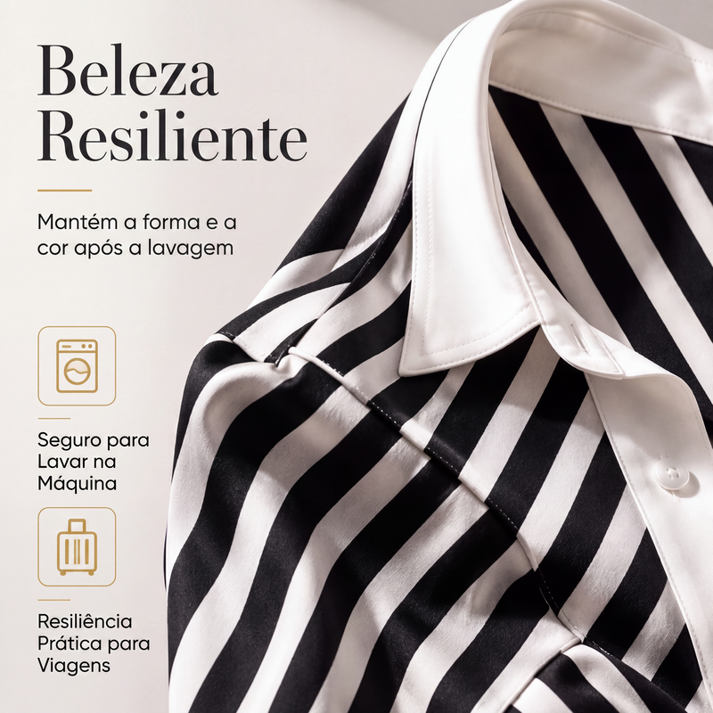 Celeste | Casual Striped Shirt and Wide-Leg Trousers Set