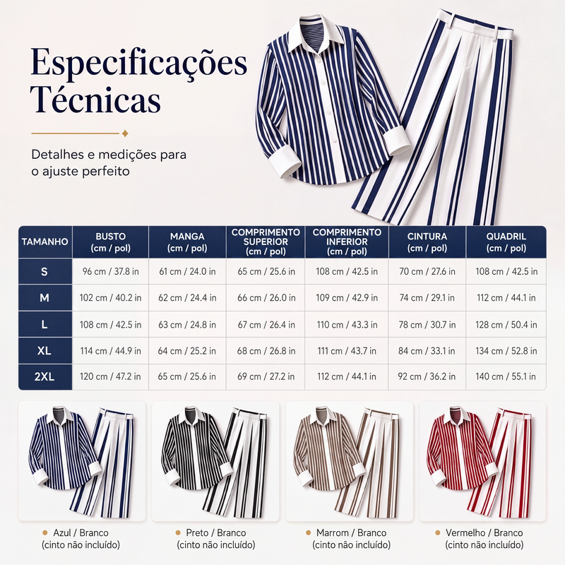 Celeste | Casual Striped Shirt and Wide-Leg Trousers Set