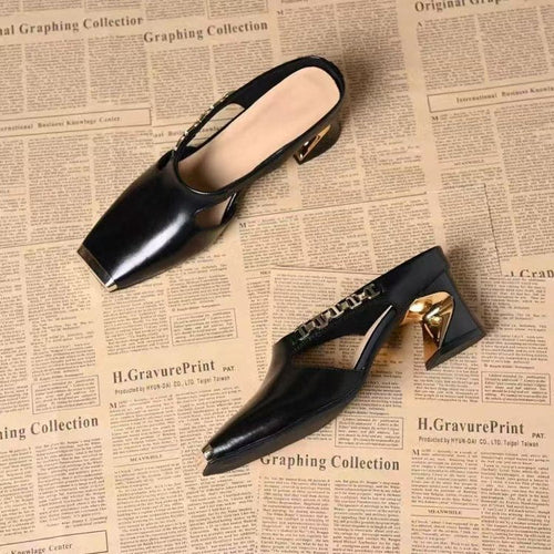 Celia | Square Toe Block Heel Mule Sandals