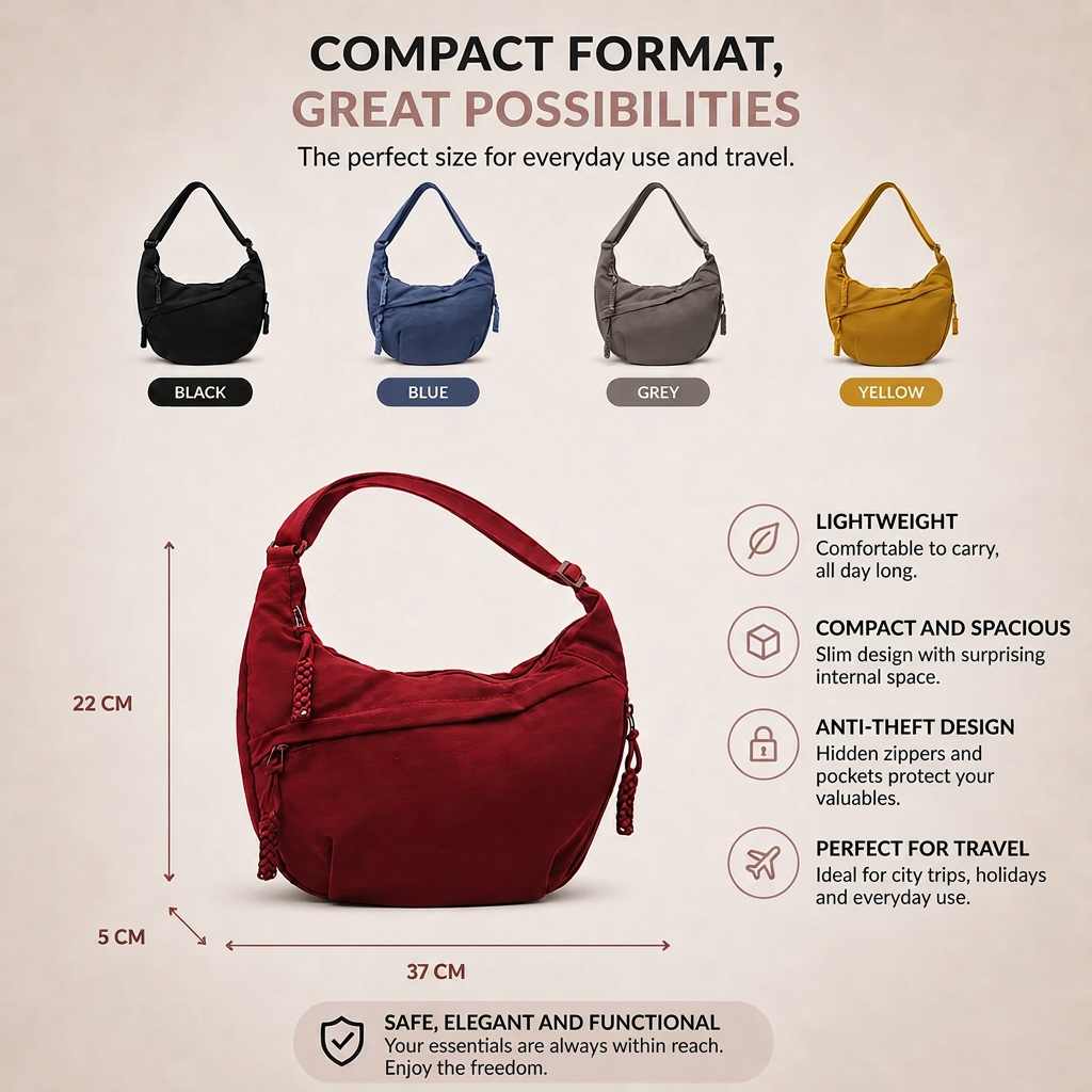 Chiara | Grey Nylon Shoulder Bag