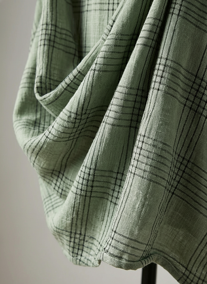 Colette | Women's Retro Casual Plaid Print Cotton Linen Shirt Long Sleeve Midi Dress Zmz2304E8Zjy