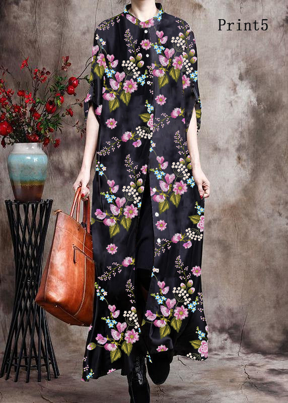Comfy Italian Black Print Long Silk Dress Cardigan | Stock
