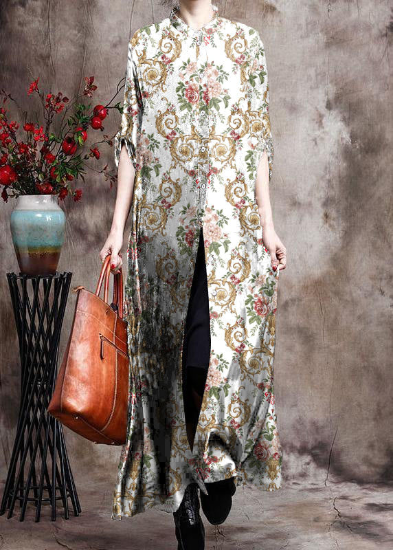Comfy Italian Black Print Long Silk Dress Cardigan | Stock