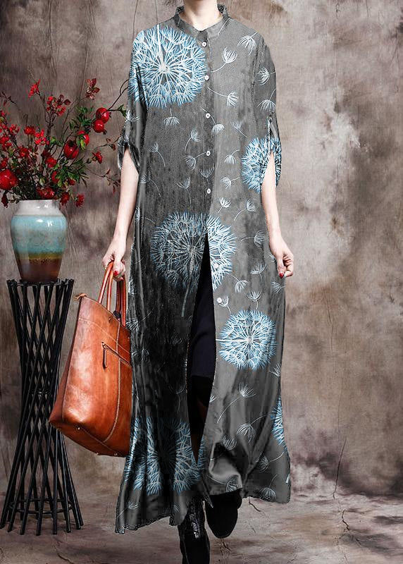 Comfy Italian Black Print Long Silk Dress Cardigan | Stock