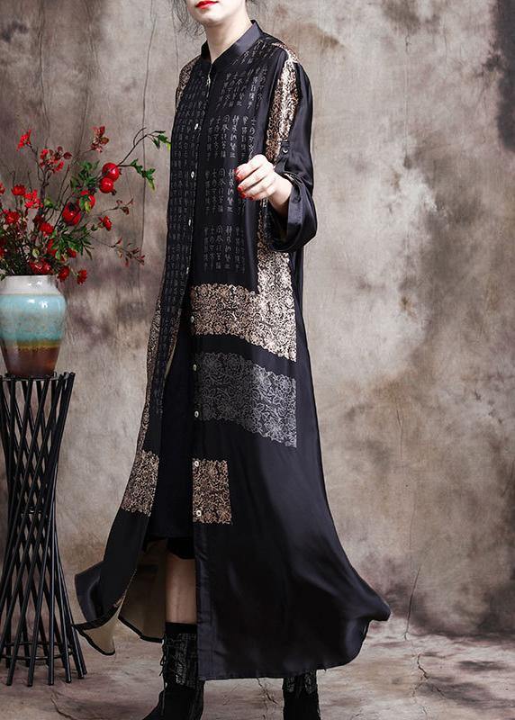 Comfy Italian Black Print Long Silk Dress Cardigan | Stock