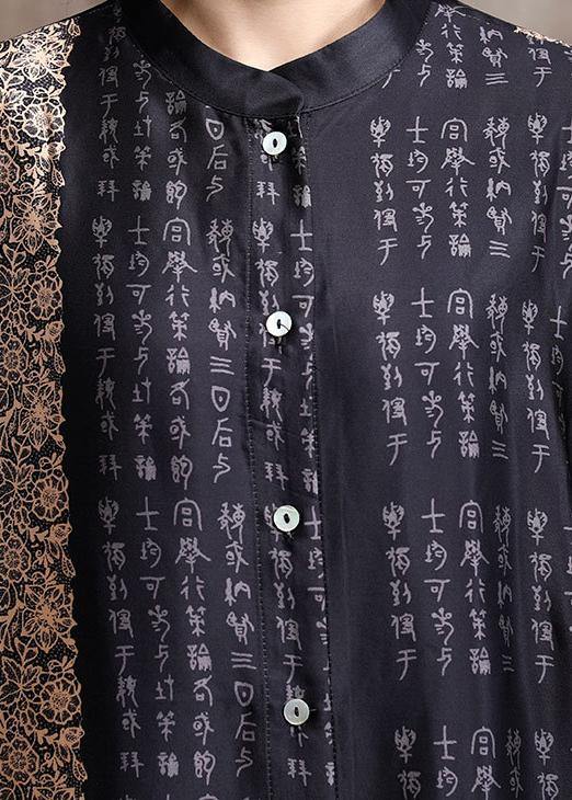Comfy Italian Black Print Long Silk Dress Cardigan | Stock