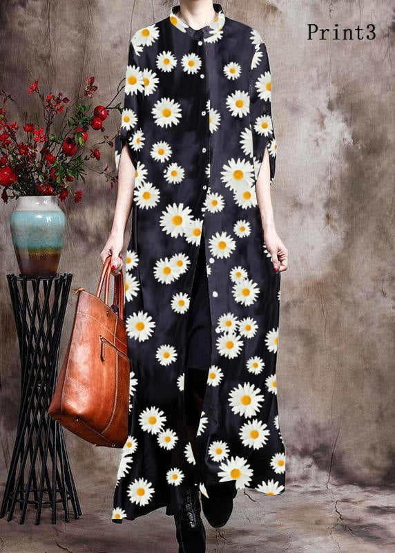 Comfy Italian Black Print Long Silk Dress Cardigan | Stock