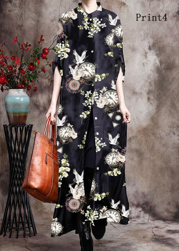 Comfy Italian Black Print Long Silk Dress Cardigan | Stock