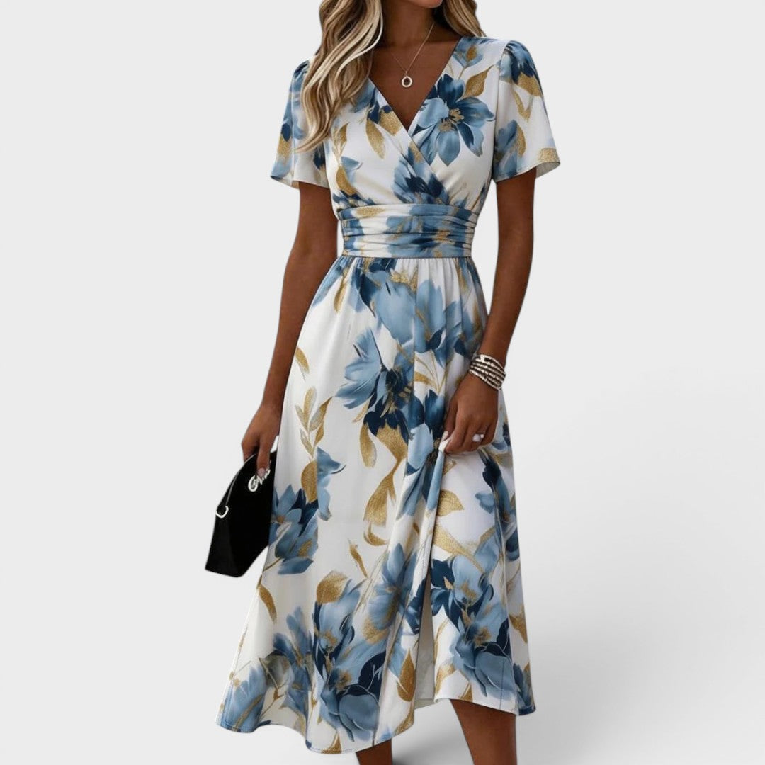 Denise | Watercolour Floral Midi Dress