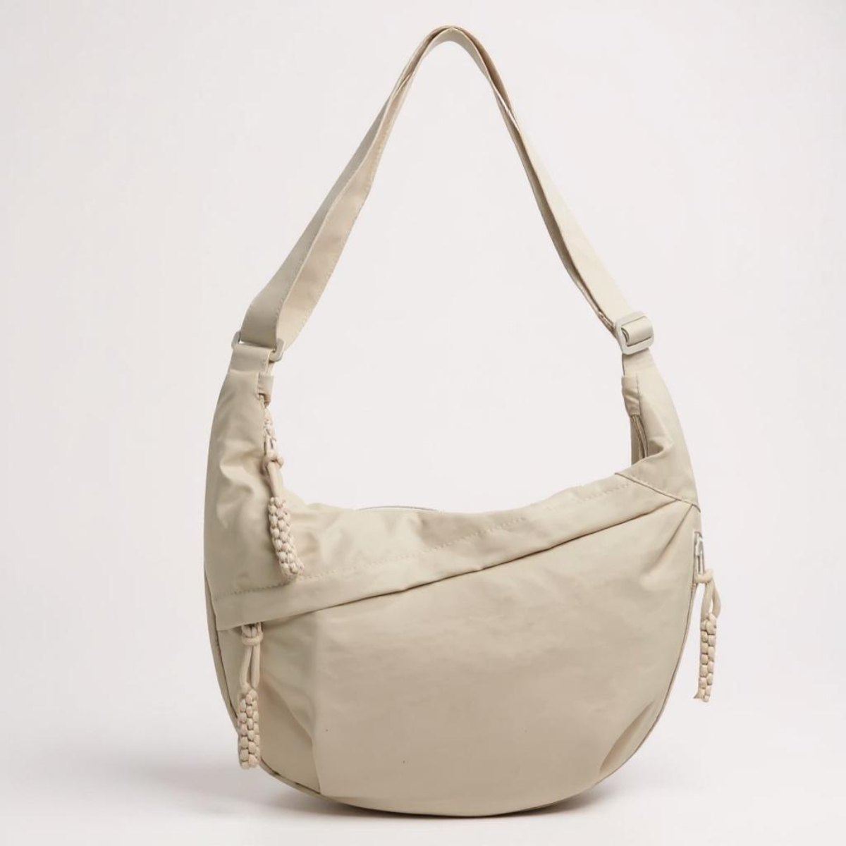 Elena | Beige Nylon Shoulder Bag