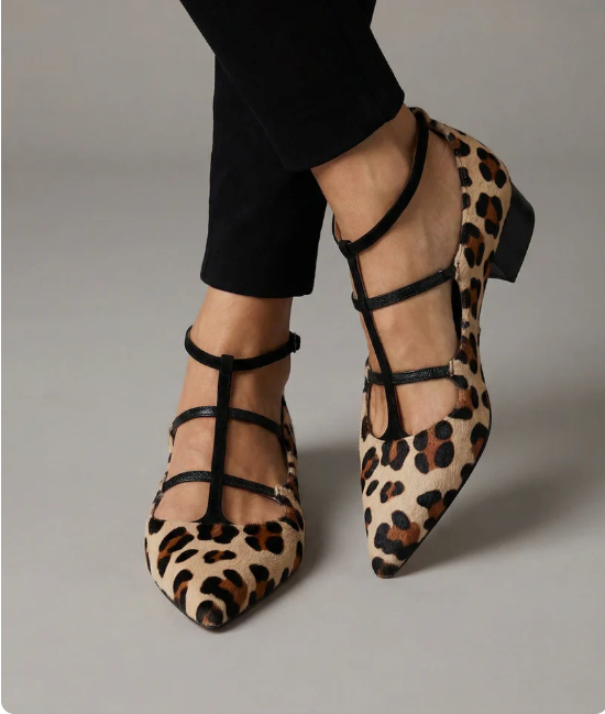 Franca | Women's Heeled Shoes with Leopard Strap