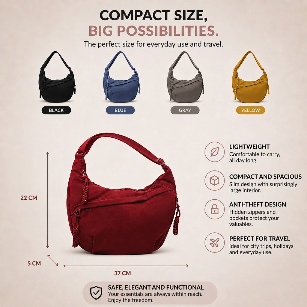 Gioia | Orange Nylon Shoulder Bag