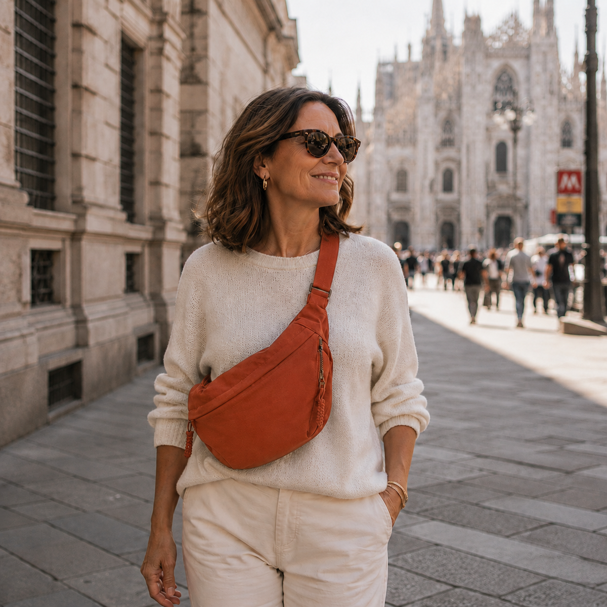 Gioia | Orange Nylon Shoulder Bag