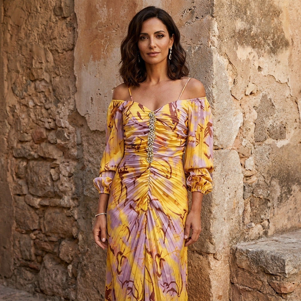 Gregoria | Floral Maxi Dress with Plunging Neckline