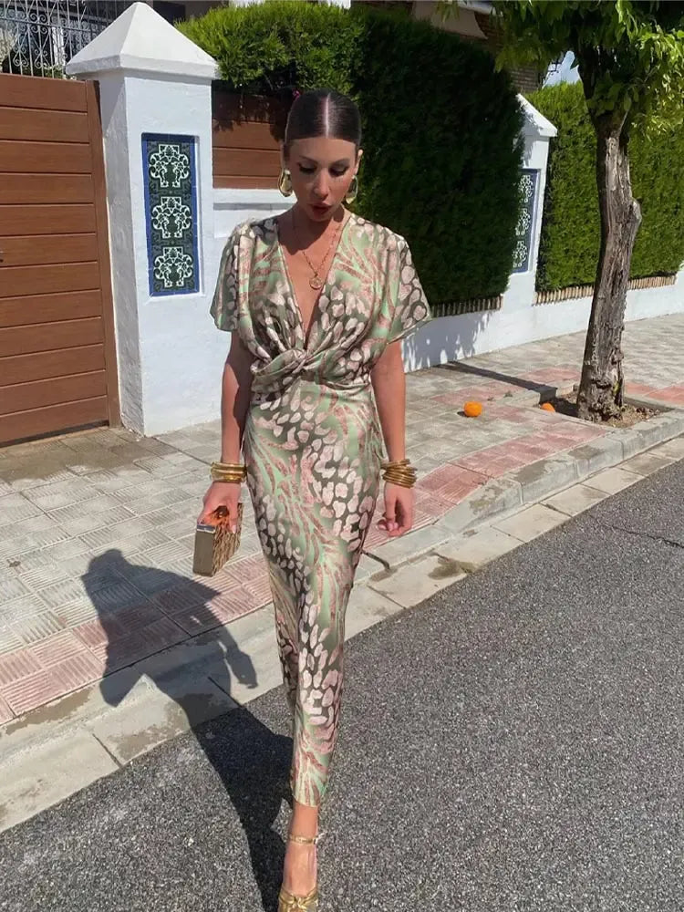 Higinia | Copper-Print Midi Dress
