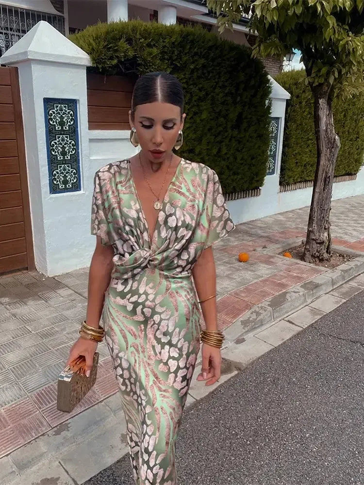 Higinia | Copper-Print Midi Dress