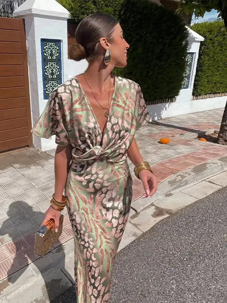 Higinia | Copper-Print Midi Dress
