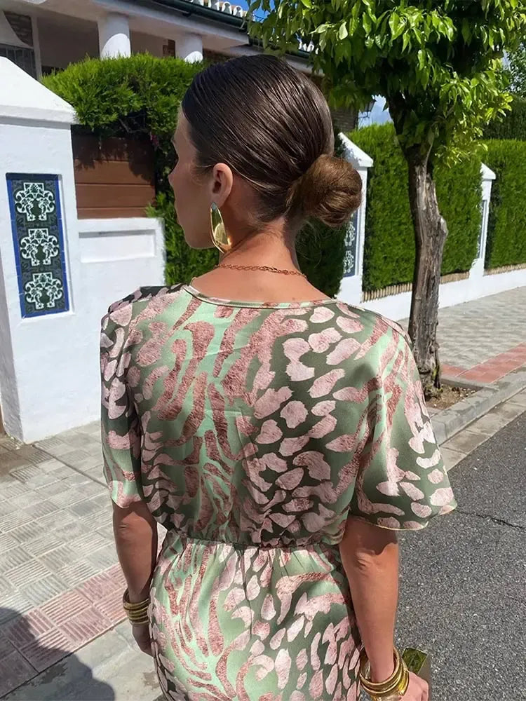 Higinia | Copper-Print Midi Dress