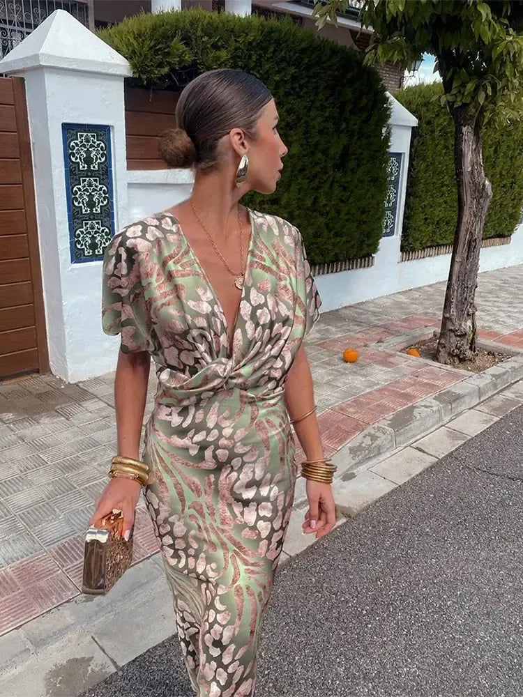 Higinia | Copper-Print Midi Dress