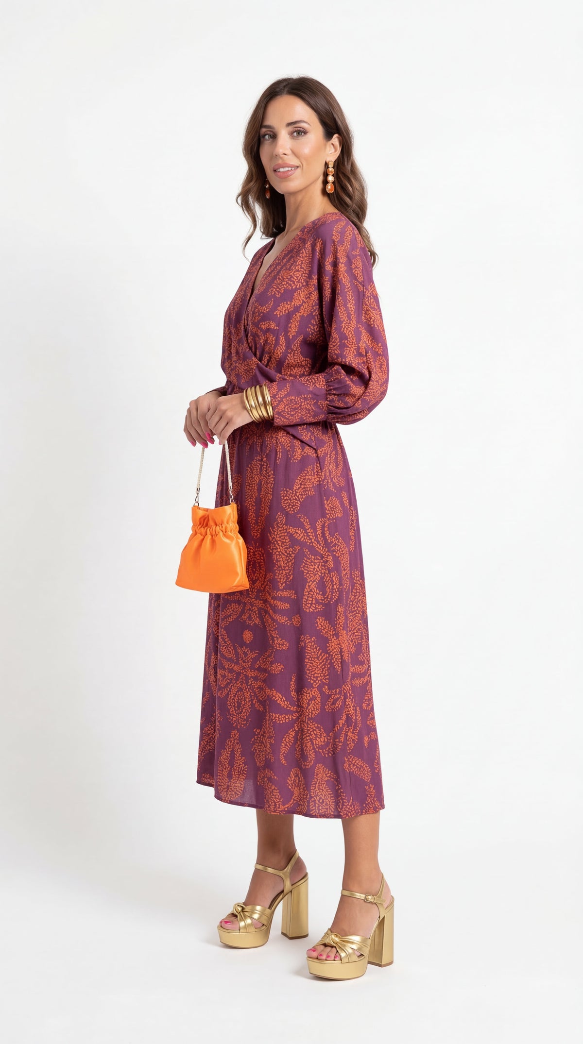 Isadora | Long-Sleeve Printed Midi Dress