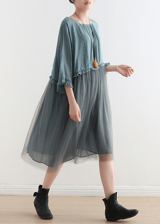 Light | Blue Tull Maxi Dresses Patchwork Chiffon Summer Dresses