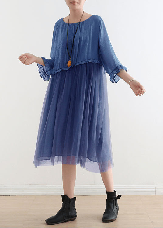 Light | Blue Tull Maxi Dresses Patchwork Chiffon Summer Dresses