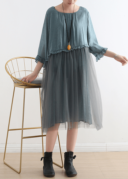 Light | Blue Tull Maxi Dresses Patchwork Chiffon Summer Dresses