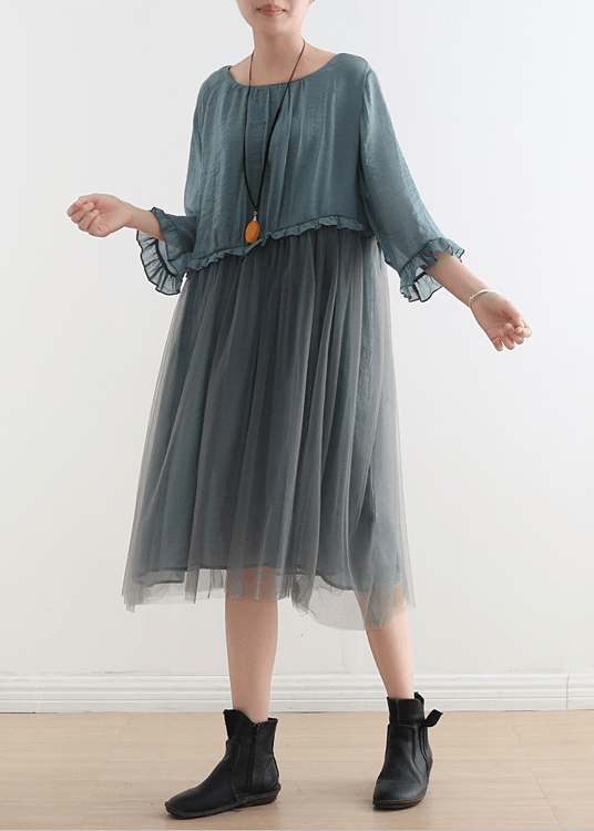 Light | Blue Tull Maxi Dresses Patchwork Chiffon Summer Dresses