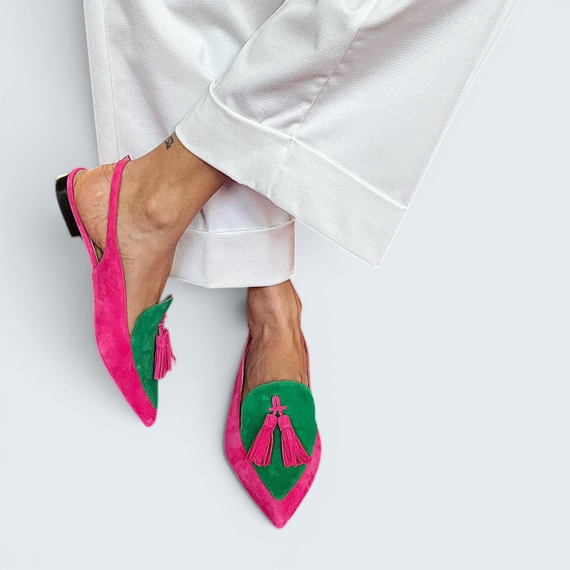 Loredana | Women's Ballet Flats with Fringe and Ankle Strap