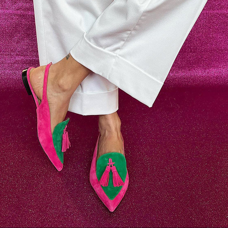 Loredana | Women's Ballet Flats with Fringe and Ankle Strap