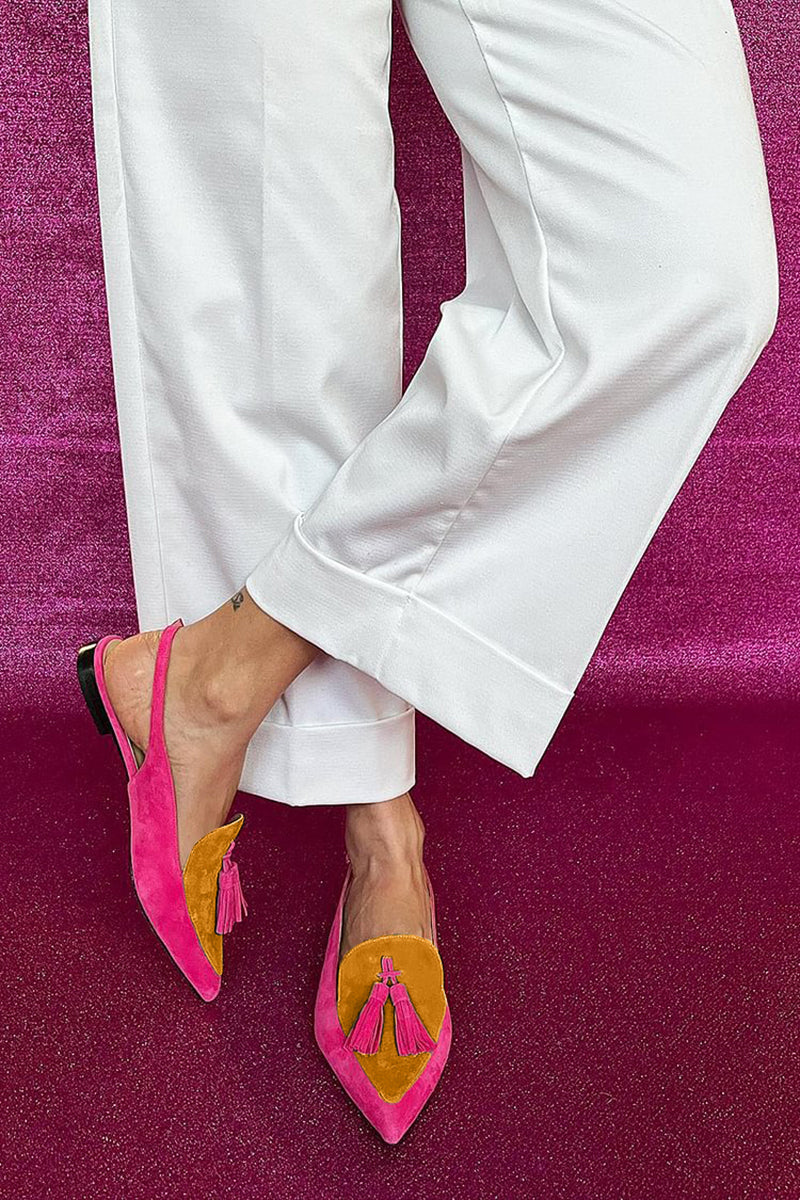 Loredana | Women's Ballet Flats with Fringe and Ankle Strap