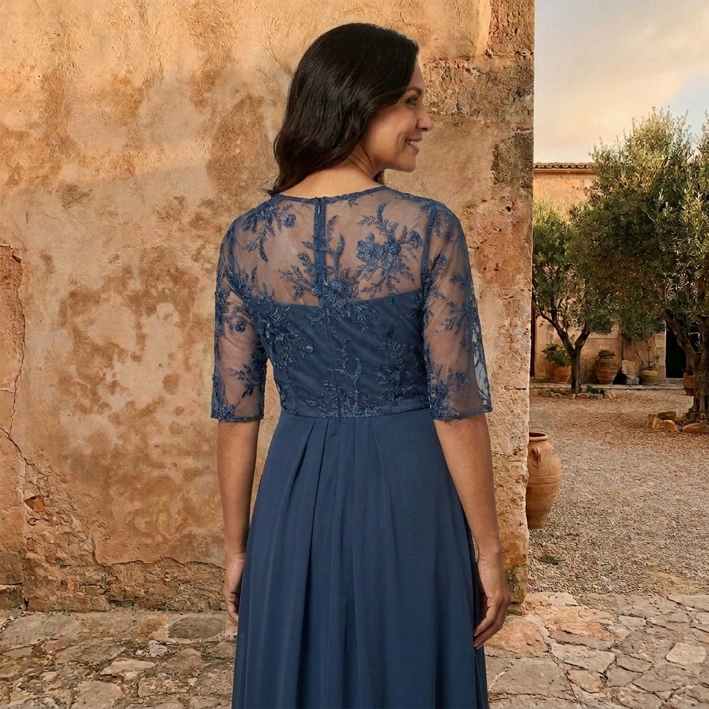 Lorenza | Lace-Bodice Chiffon Dress