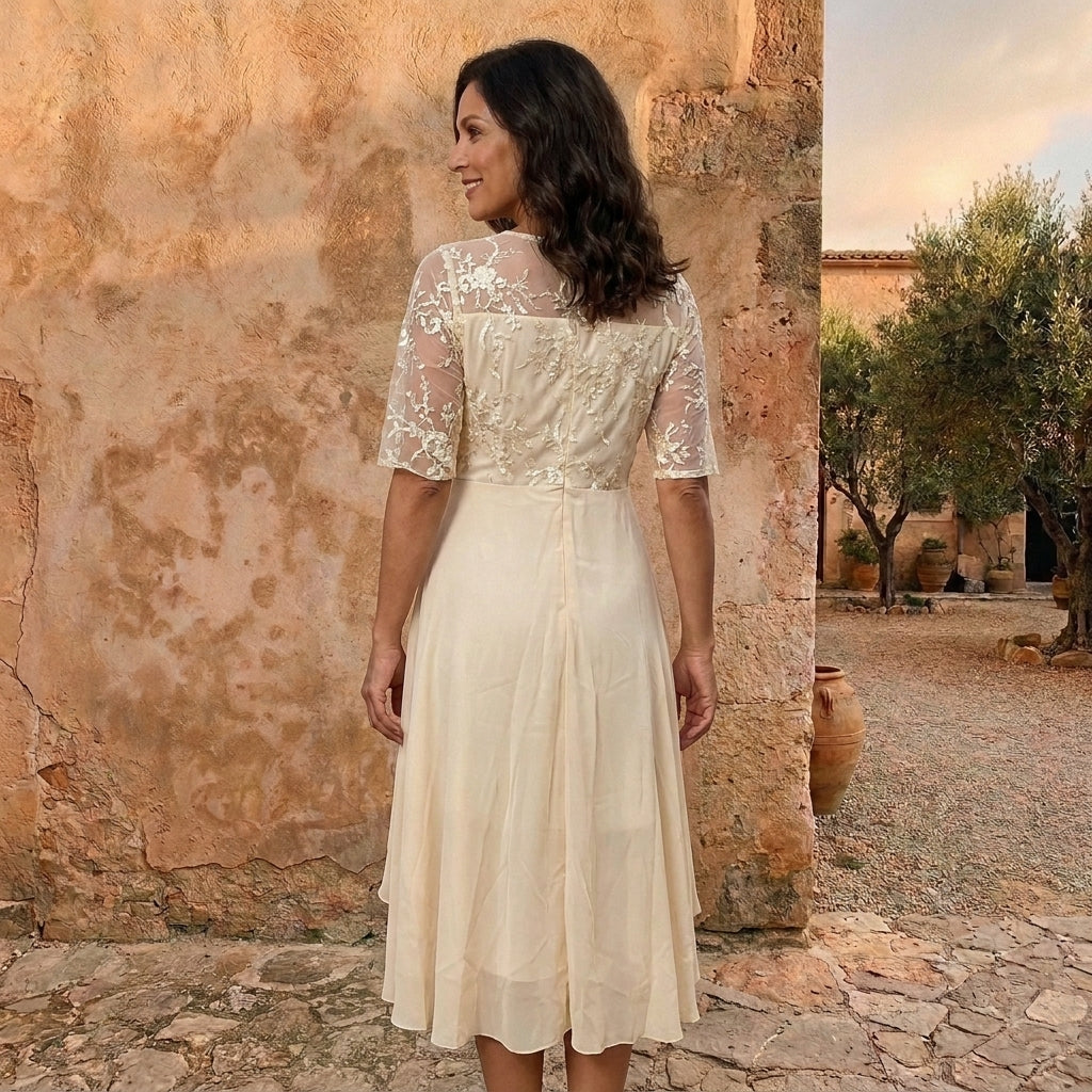 Lorenza | Lace-Bodice Chiffon Dress