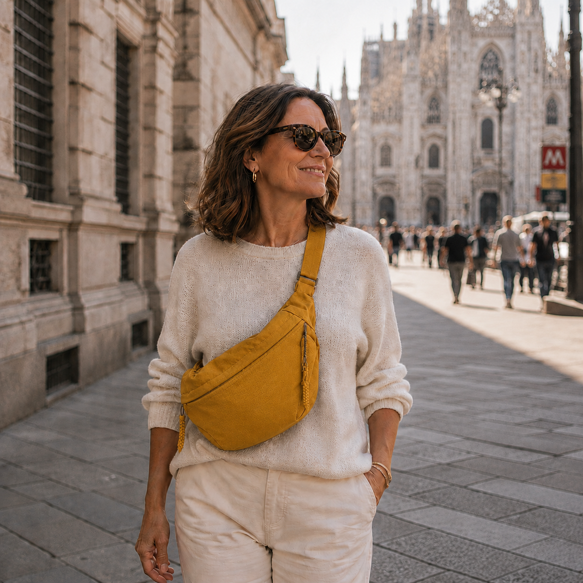Luce | Ochre Nylon Shoulder Bag