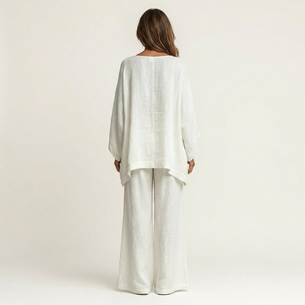 Majolie | Linen Blend Top and Trousers Two-Piece Set