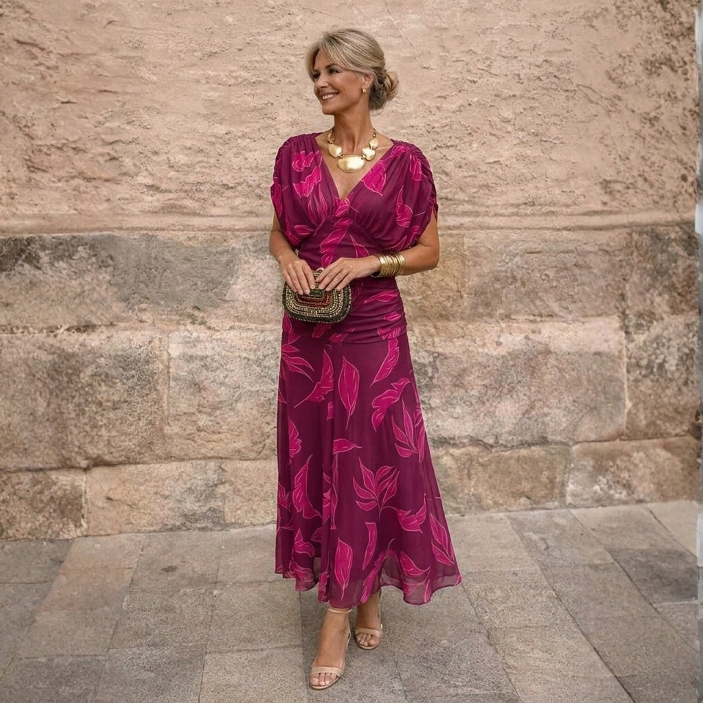 Mikaela | Off-Shoulder Draped Chiffon Maxi Dress