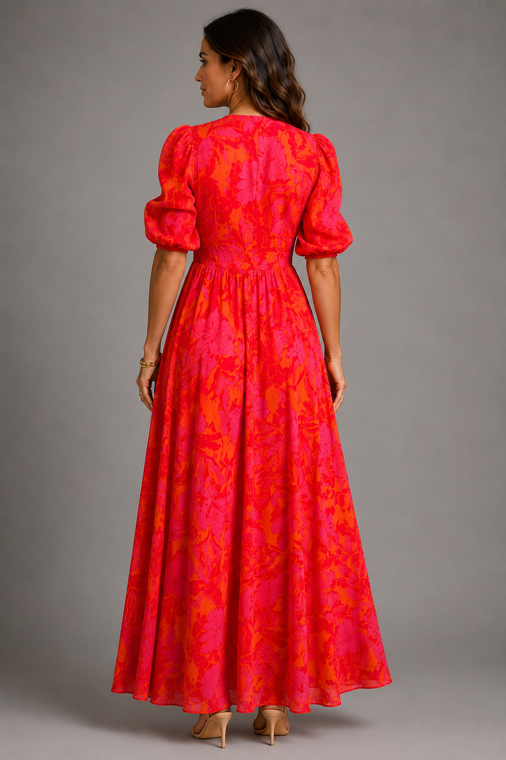 Olympe | Pink and Orange Flowing Maxi Dress