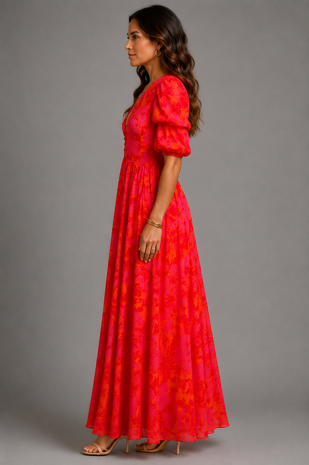 Olympe | Pink and Orange Flowing Maxi Dress
