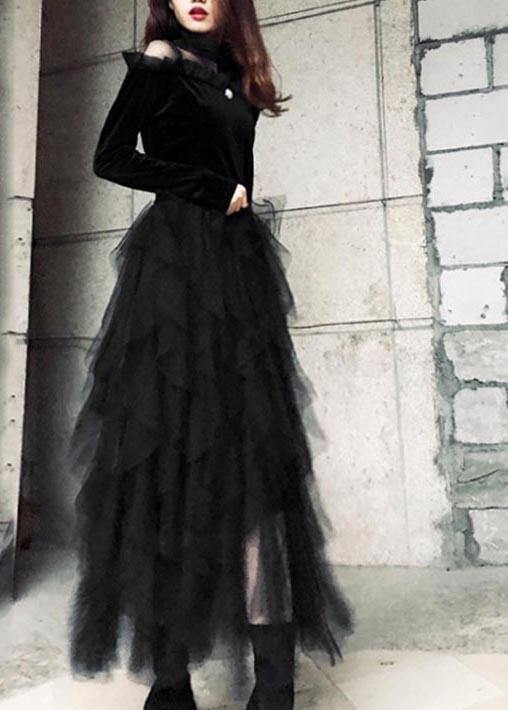 Organic | Black Tulle Tiered Summer Skirts