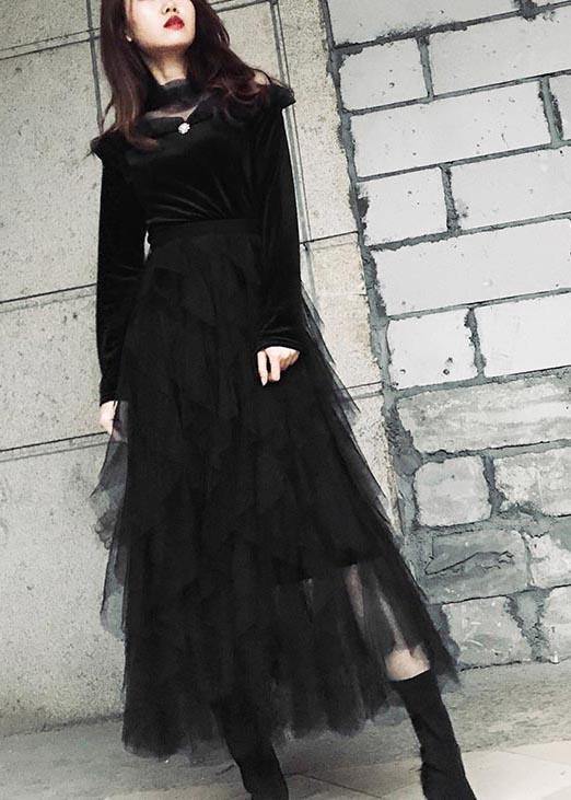 Organic | Black Tulle Tiered Summer Skirts